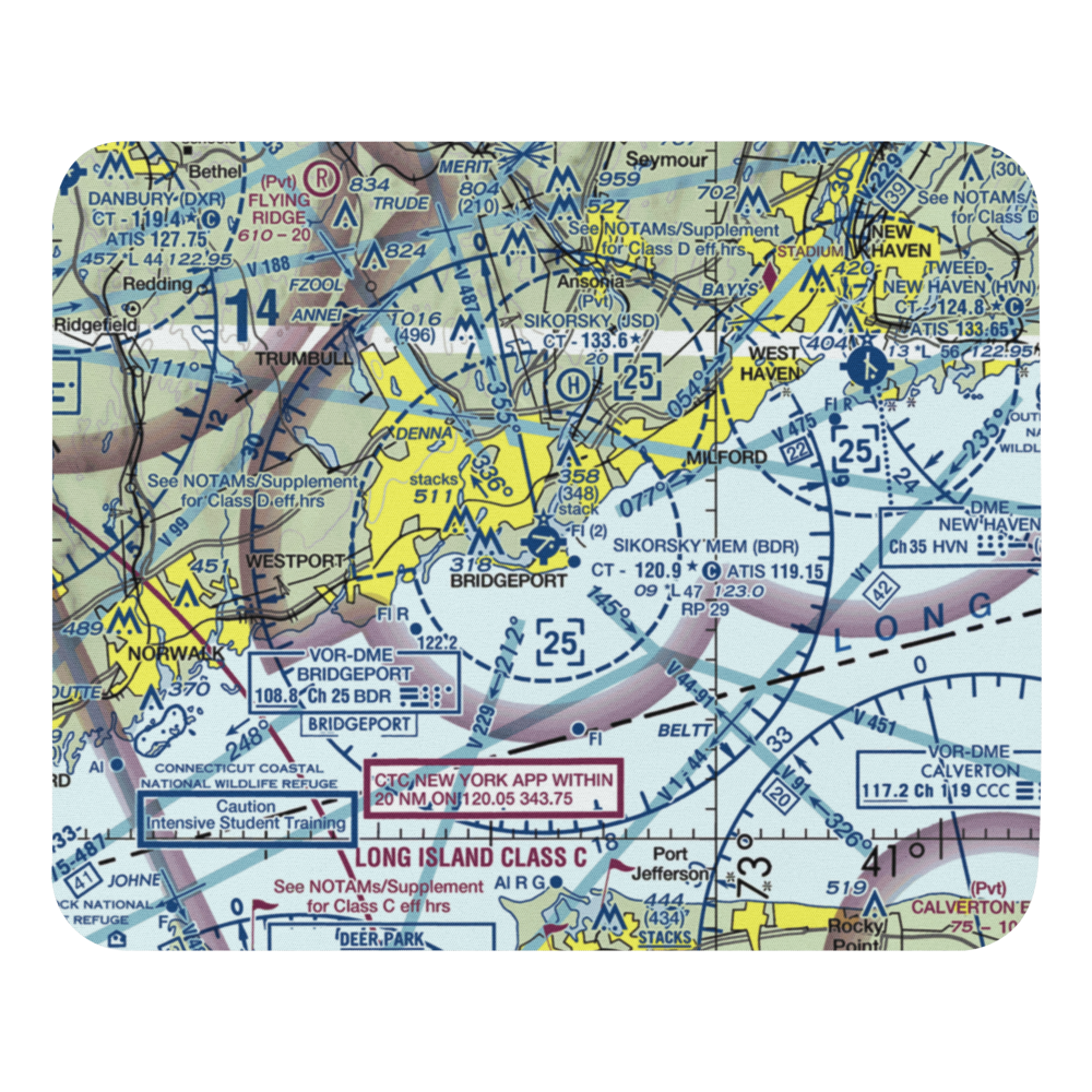 Igor I Sikorsky Memorial Airport (BDR) VFR Sectional Mouse Pad 