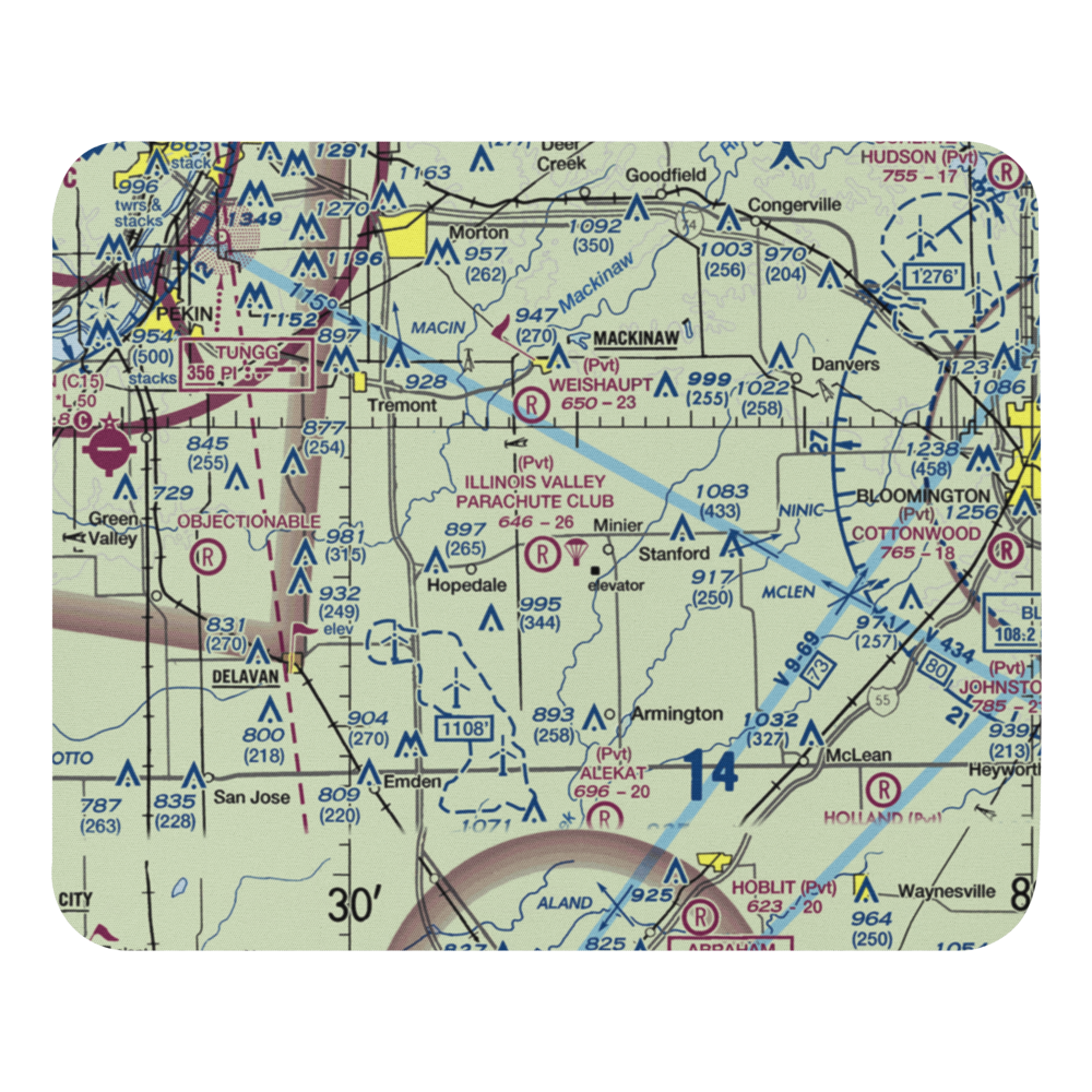 Illinois Valley Parachute Club Airport (81IL) VFR Sectional Mouse Pad 