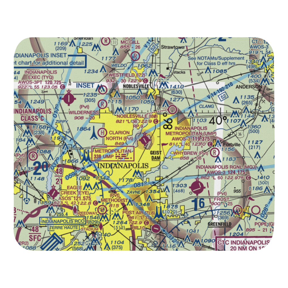 Indianapolis Metropolitan Airport (UMP) VFR Sectional Mouse Pad 