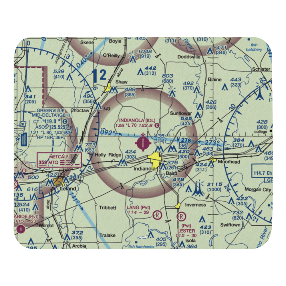 Indianola Municipal Airport (IDL) VFR Sectional Mouse Pad 