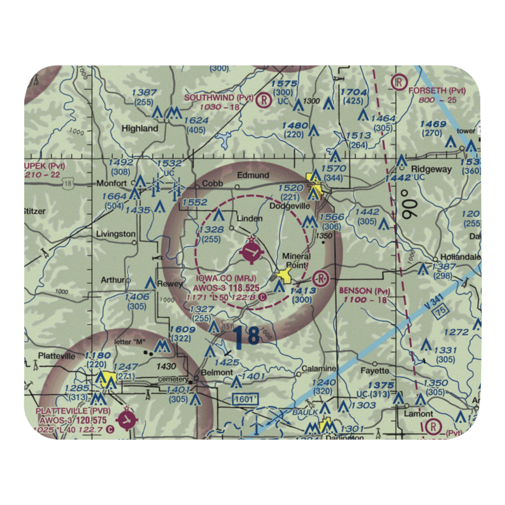 Iowa County Airport (MRJ) VFR Sectional Mouse Pad 