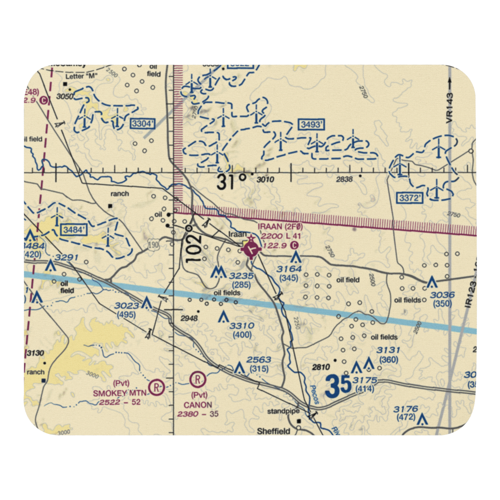 Iraan Municipal Airport (2F0) VFR Sectional Mouse Pad 