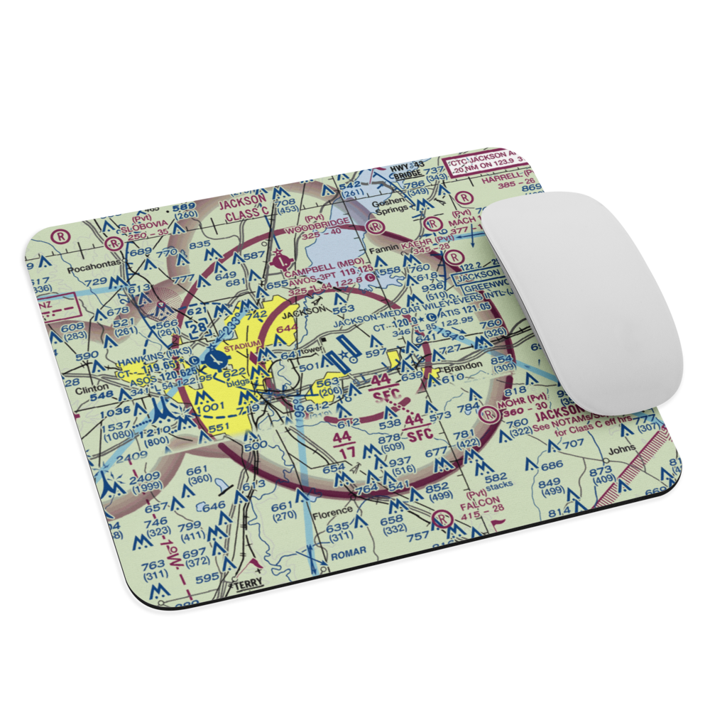 Jackson-Medgar Wiley Evers International Airport (JAN) VFR Sectional Mouse Pad 
