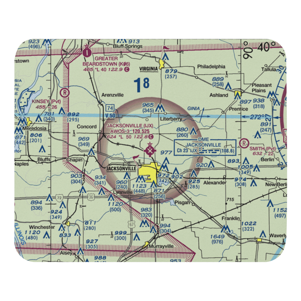 Jacksonville Municipal Airport (IJX) VFR Sectional Mouse Pad 