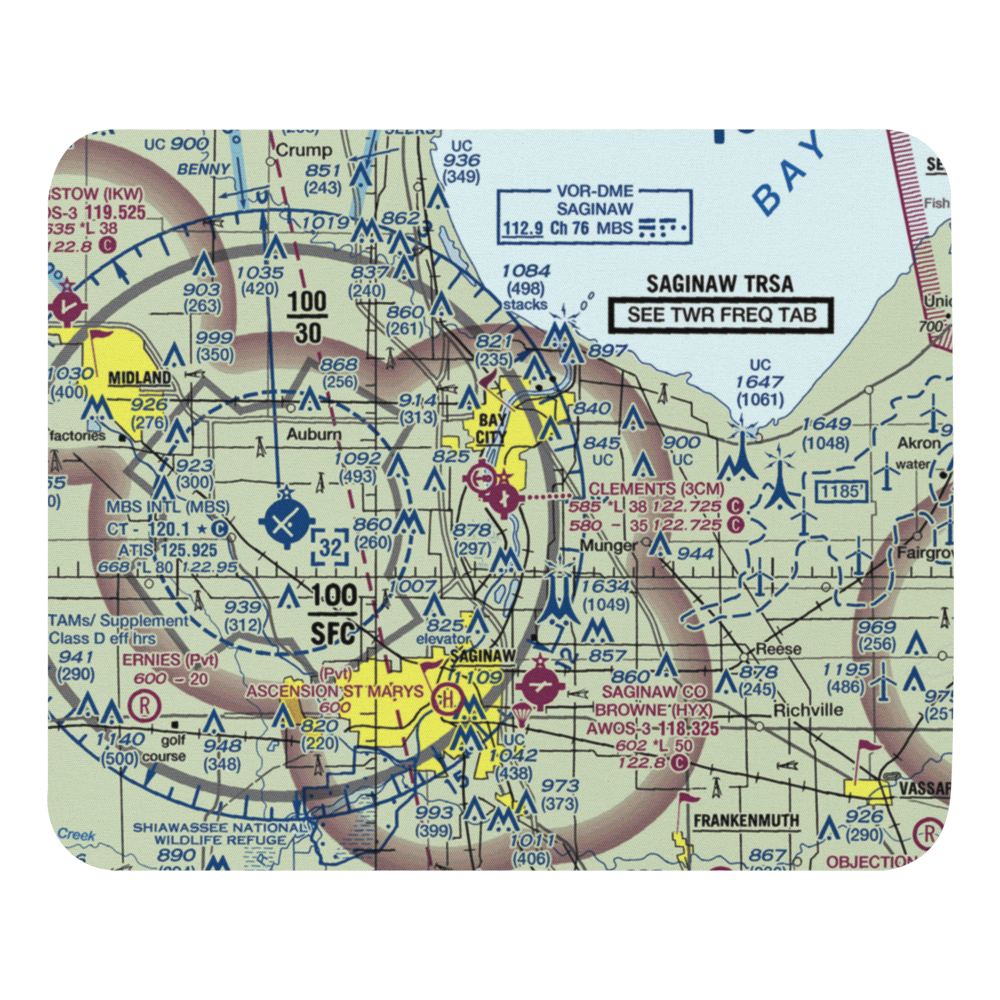 James Clements Municipal Airport (3CM) VFR Sectional Mouse Pad 