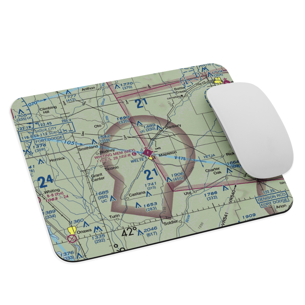 James G. Whiting Memorial Field (MEY) VFR Sectional Mouse Pad 
