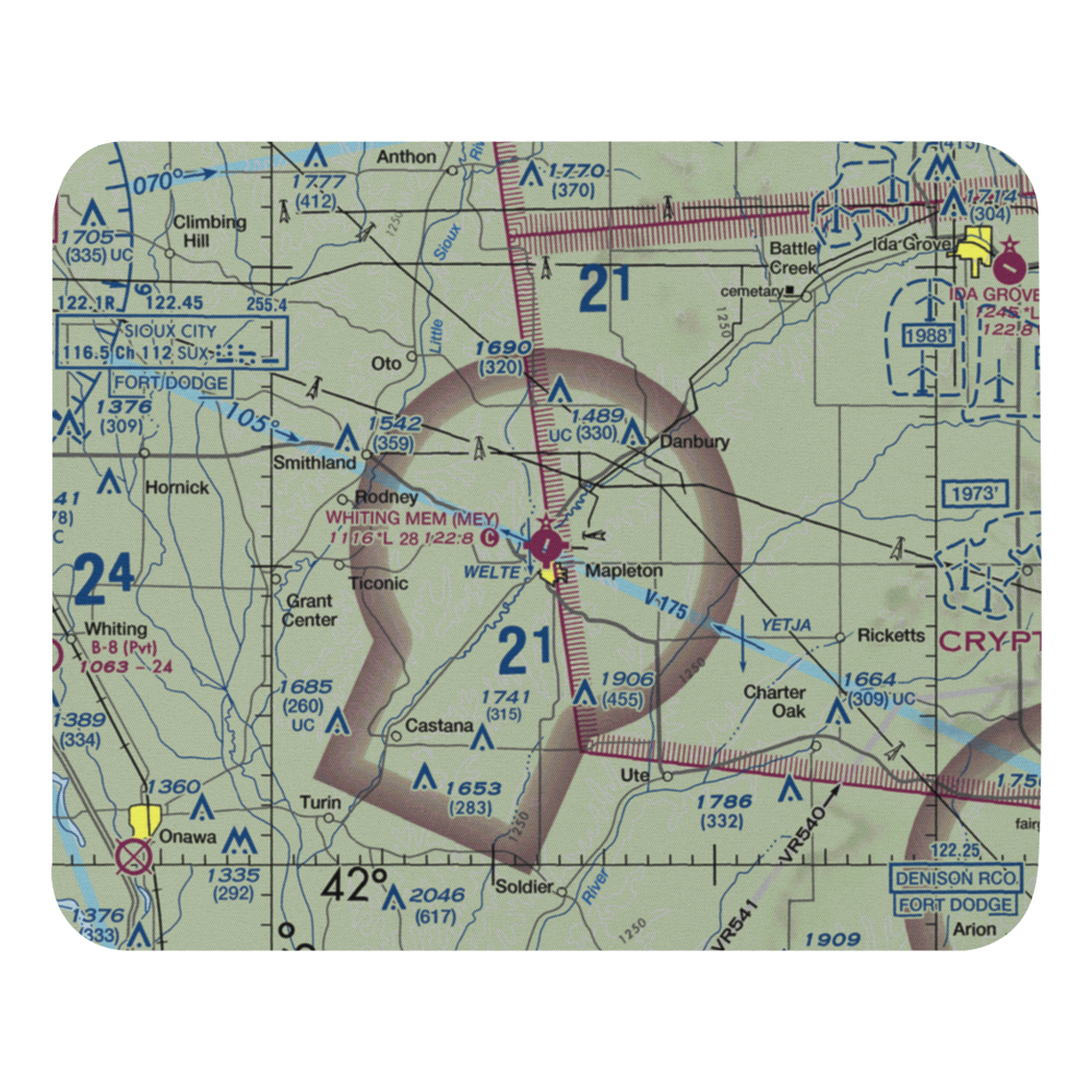 James G. Whiting Memorial Field (MEY) VFR Sectional Mouse Pad 