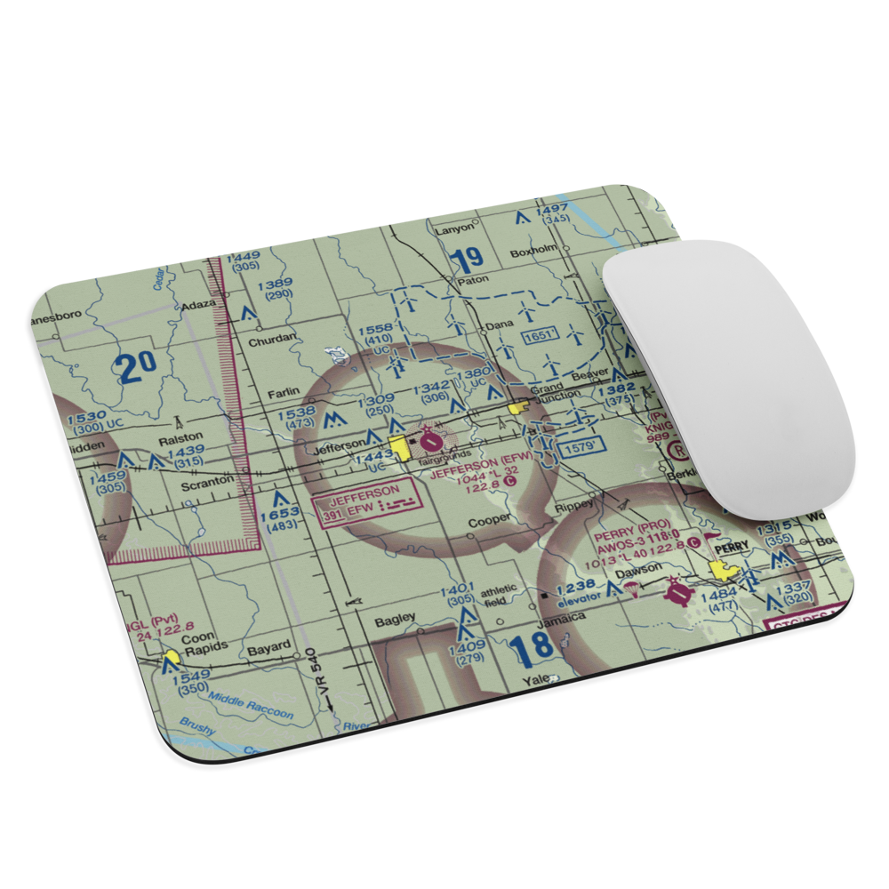 Jefferson Municipal Airport (EFW) VFR Sectional Mouse Pad 
