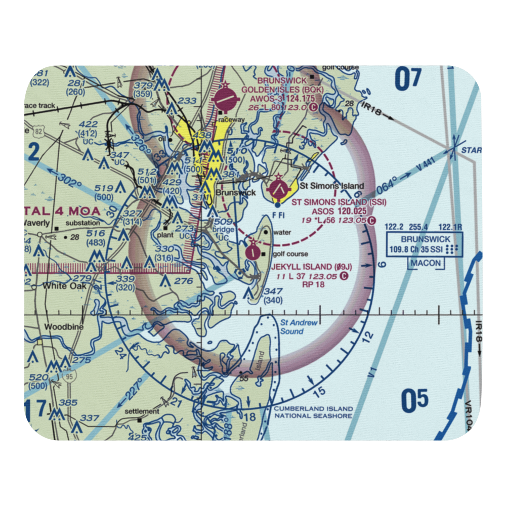 Jekyll Island Airport (09J) VFR Sectional Mouse Pad 
