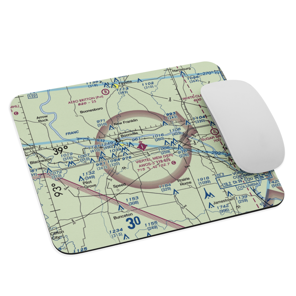 Jesse Viertel Memorial Airport (VER) VFR Sectional Mouse Pad 