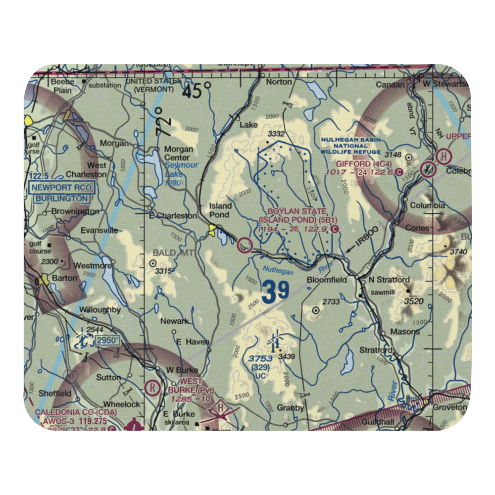 John H Boylan State (Island Pond) Airport (5B1) VFR Sectional Mouse Pad 