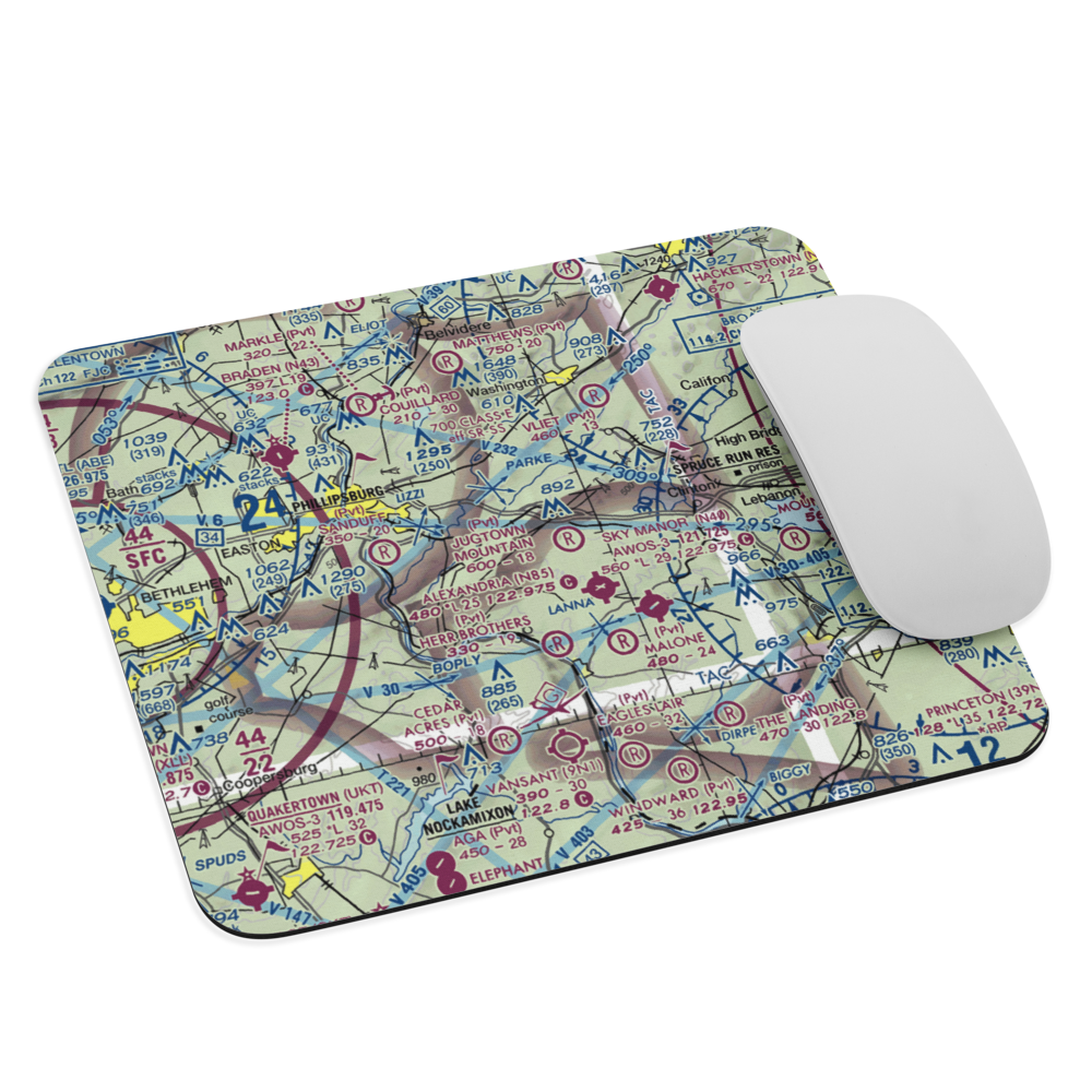 Jugtown Mountain Airport (2NJ1) VFR Sectional Mouse Pad 