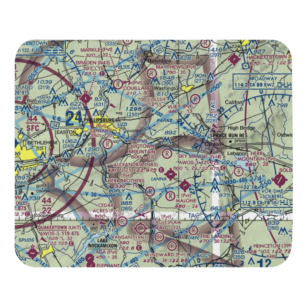 Jugtown Mountain Airport (2NJ1) VFR Sectional Mouse Pad 