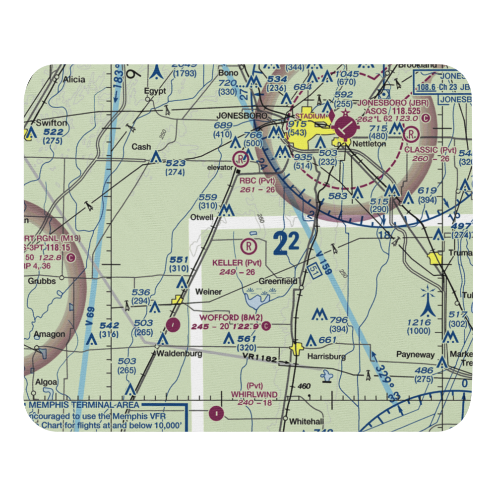 Keller Airfield (5AR7) VFR Sectional Mouse Pad 