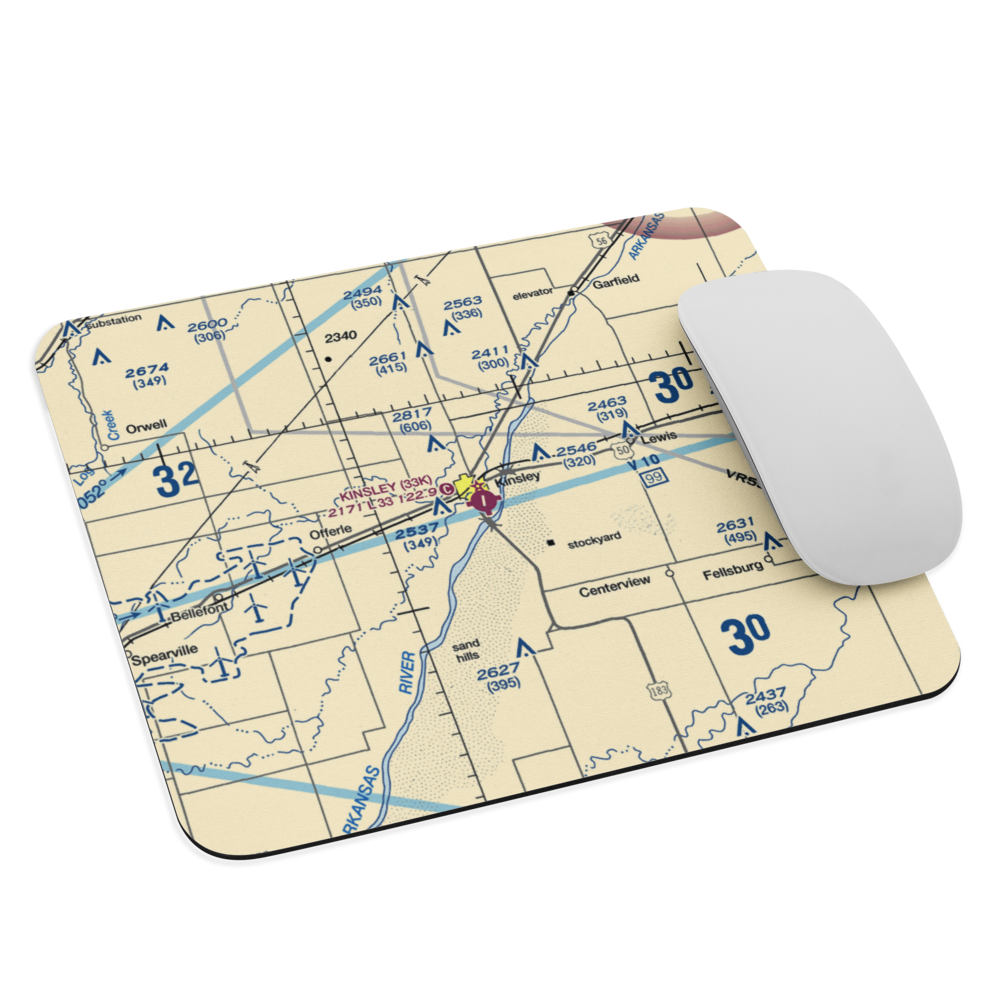 Kinsley Municipal Airport (33K) VFR Sectional Mouse Pad 