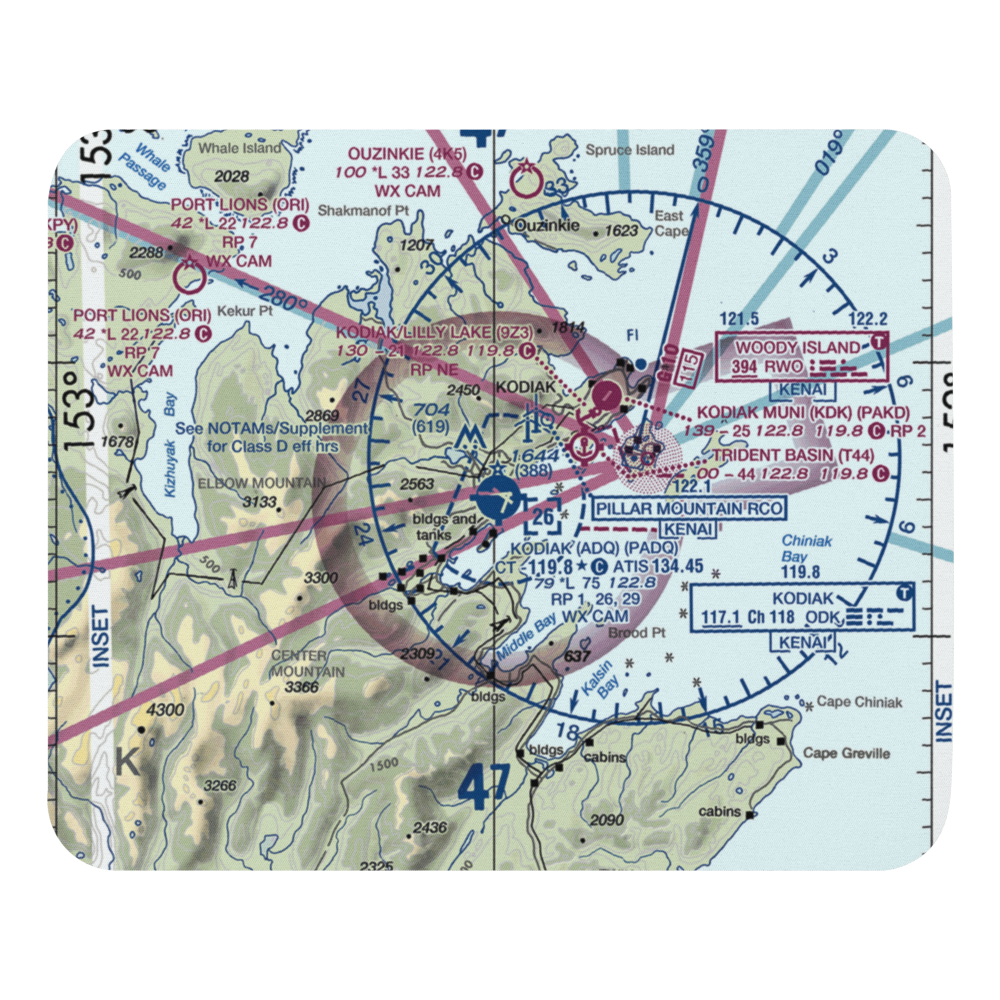 Kodiak Airport (ADQ) VFR Sectional Mouse Pad 