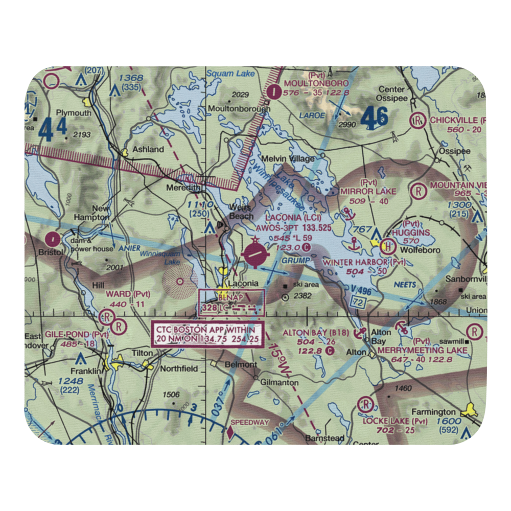 Laconia Municipal Airport (LCI) VFR Sectional Mouse Pad 