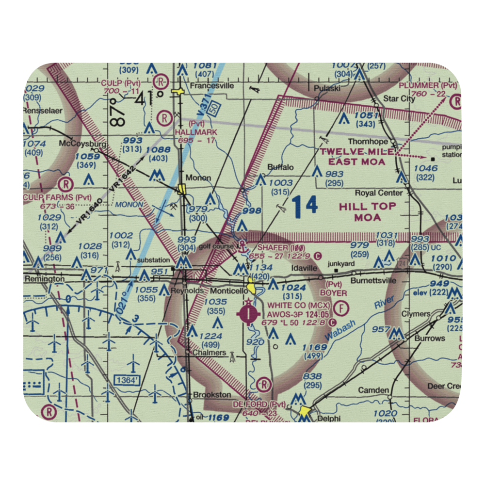 Lake Shafer Seaplane Base (I00) VFR Sectional Mouse Pad 