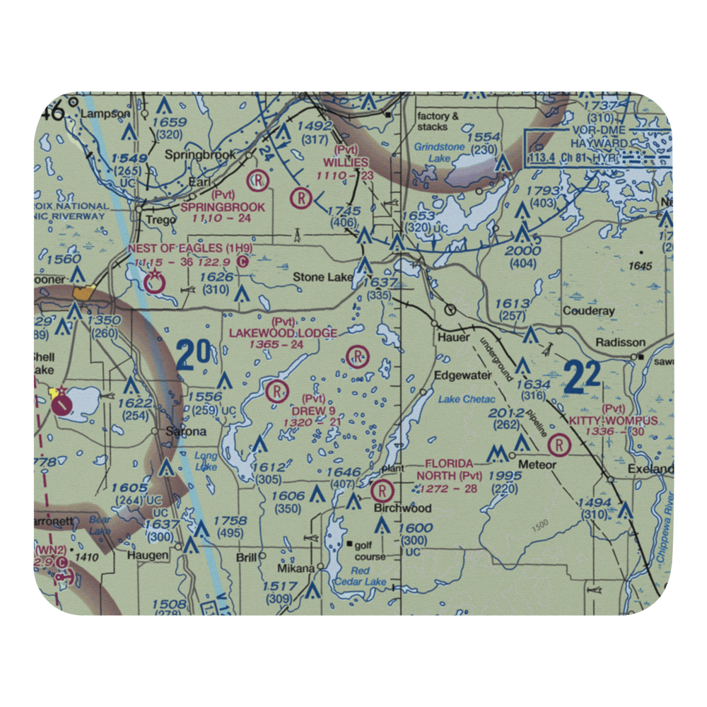 Lakewood Lodge Airport (14WS) VFR Sectional Mouse Pad 