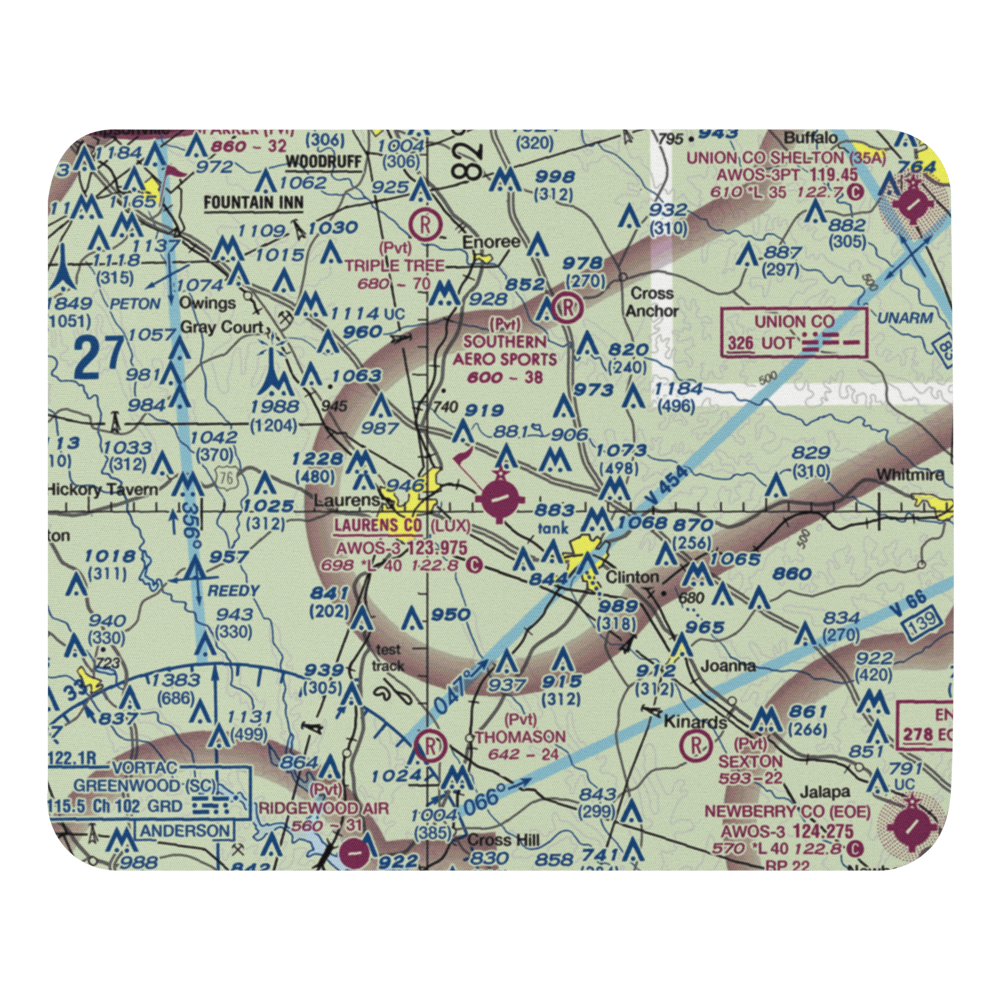 Laurens County Airport (LUX) VFR Sectional Mouse Pad 