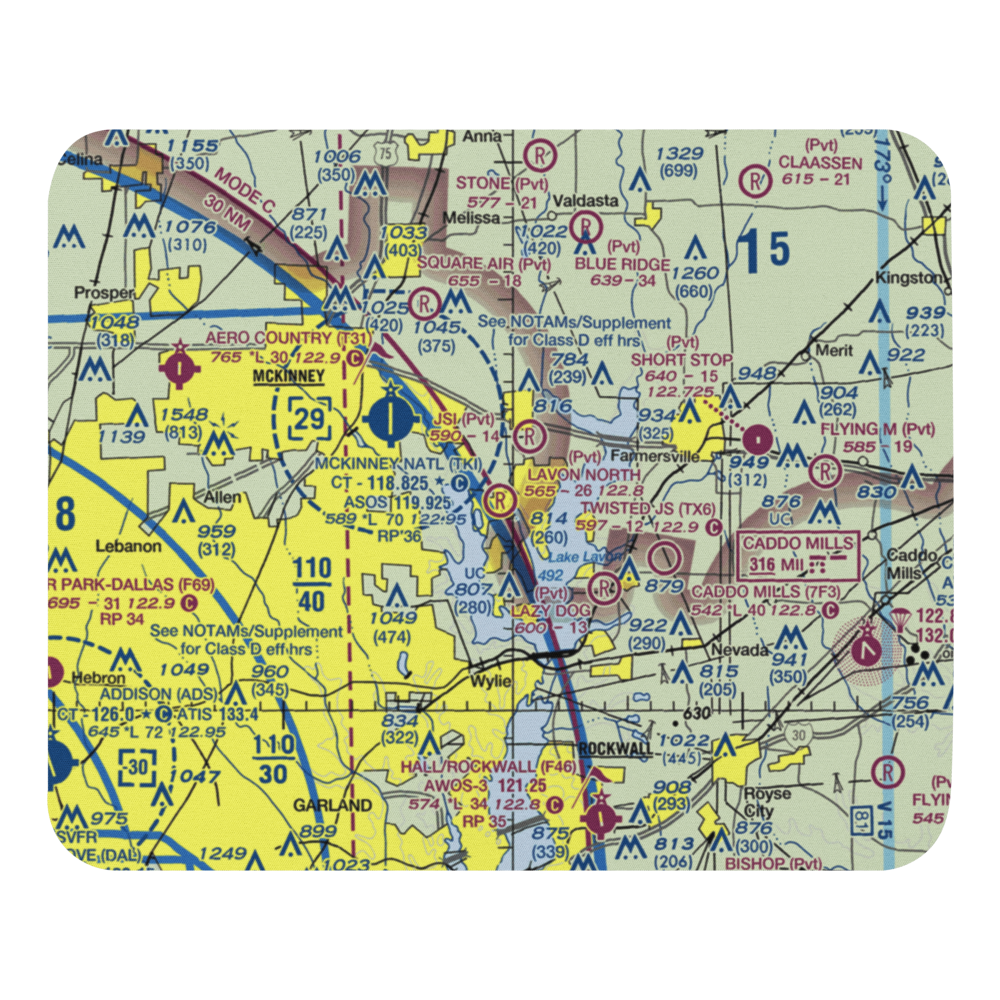 Lavon North Airport (46TS) VFR Sectional Mouse Pad 