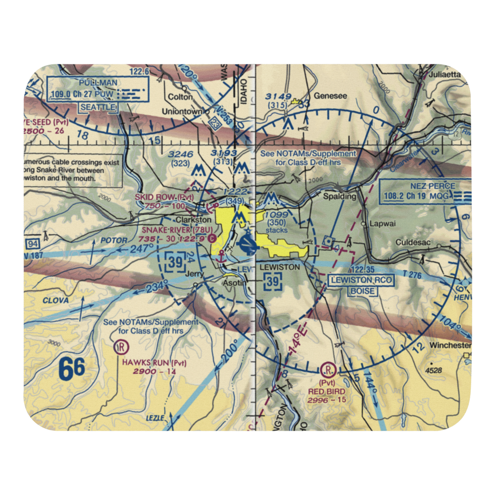 Lewiston Nez Perce County Airport (LWS) VFR Sectional Mouse Pad 