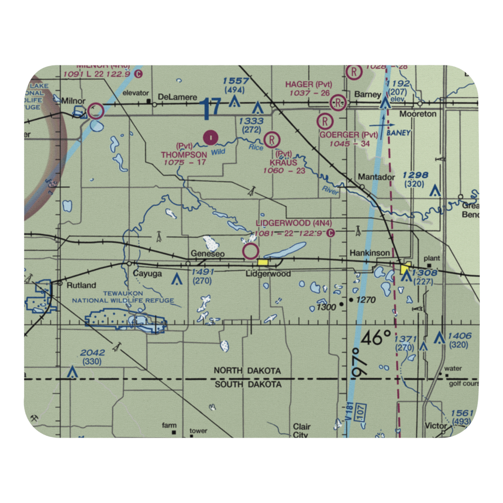 Lidgerwood Municipal Airport (4N4) VFR Sectional Mouse Pad 