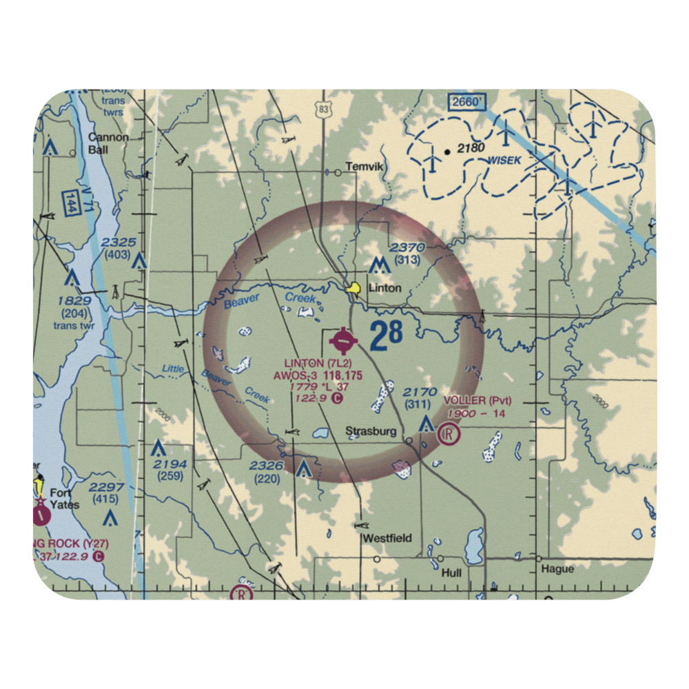 Linton Municipal Airport (7L2) VFR Sectional Mouse Pad 