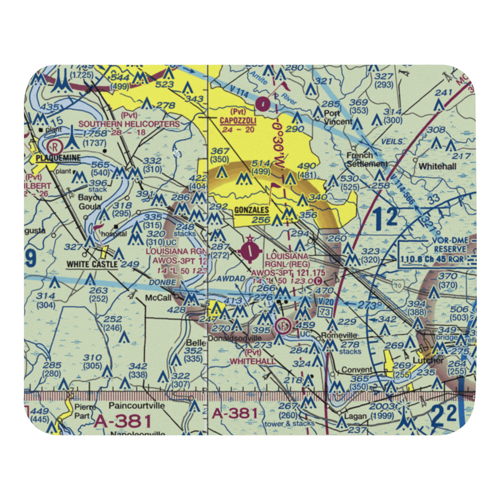 Louisiana Regional Airport (REG) VFR Sectional Mouse Pad 