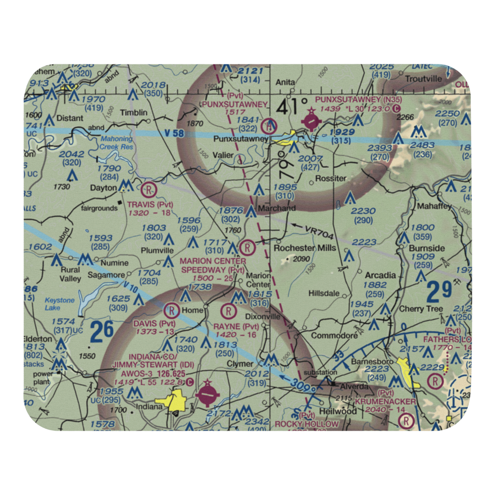 Marion Center Speedway Airport (PN57) VFR Sectional Mouse Pad 