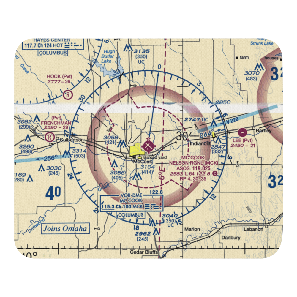 Mc Cook Ben Nelson Regional Airport (MCK) VFR Sectional Mouse Pad 