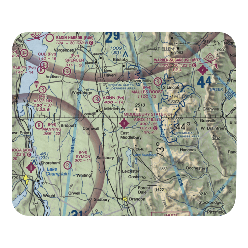 Middlebury State Airport (6B0) VFR Sectional Mouse Pad 