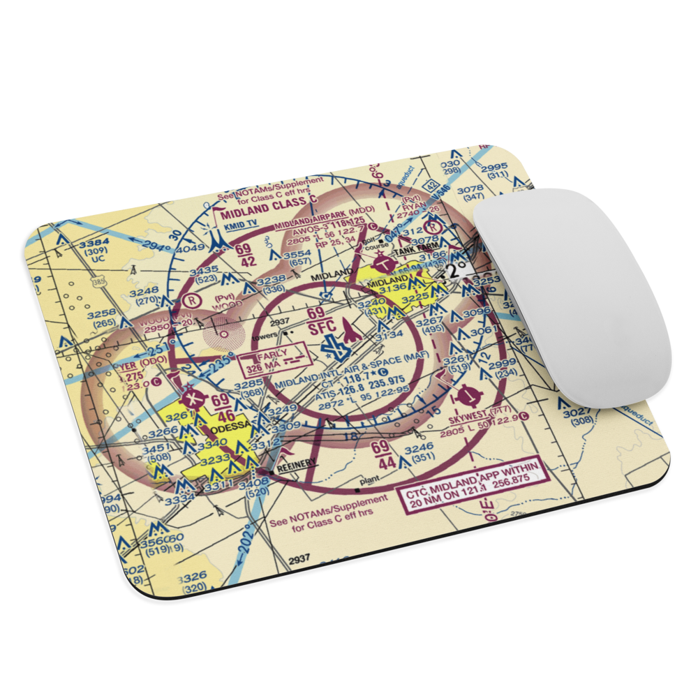 Midland International Airport (MAF) VFR Sectional Mouse Pad 