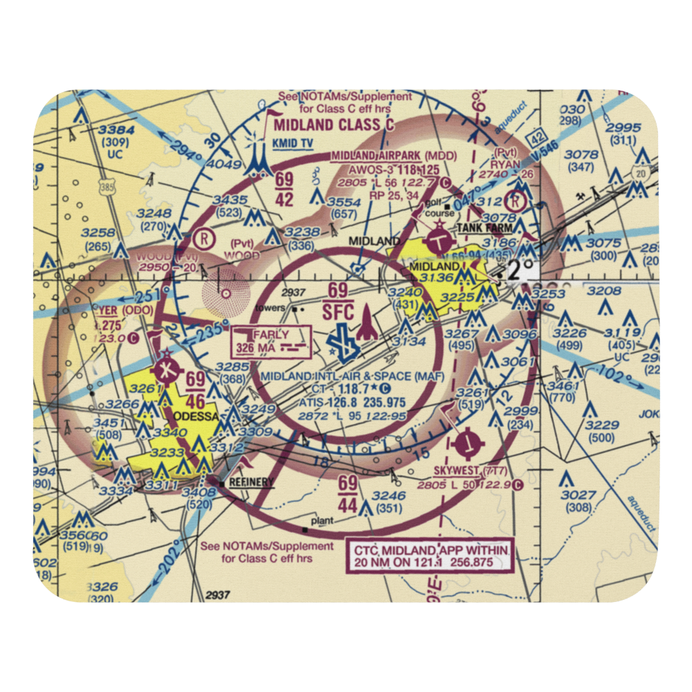 Midland International Airport (MAF) VFR Sectional Mouse Pad 