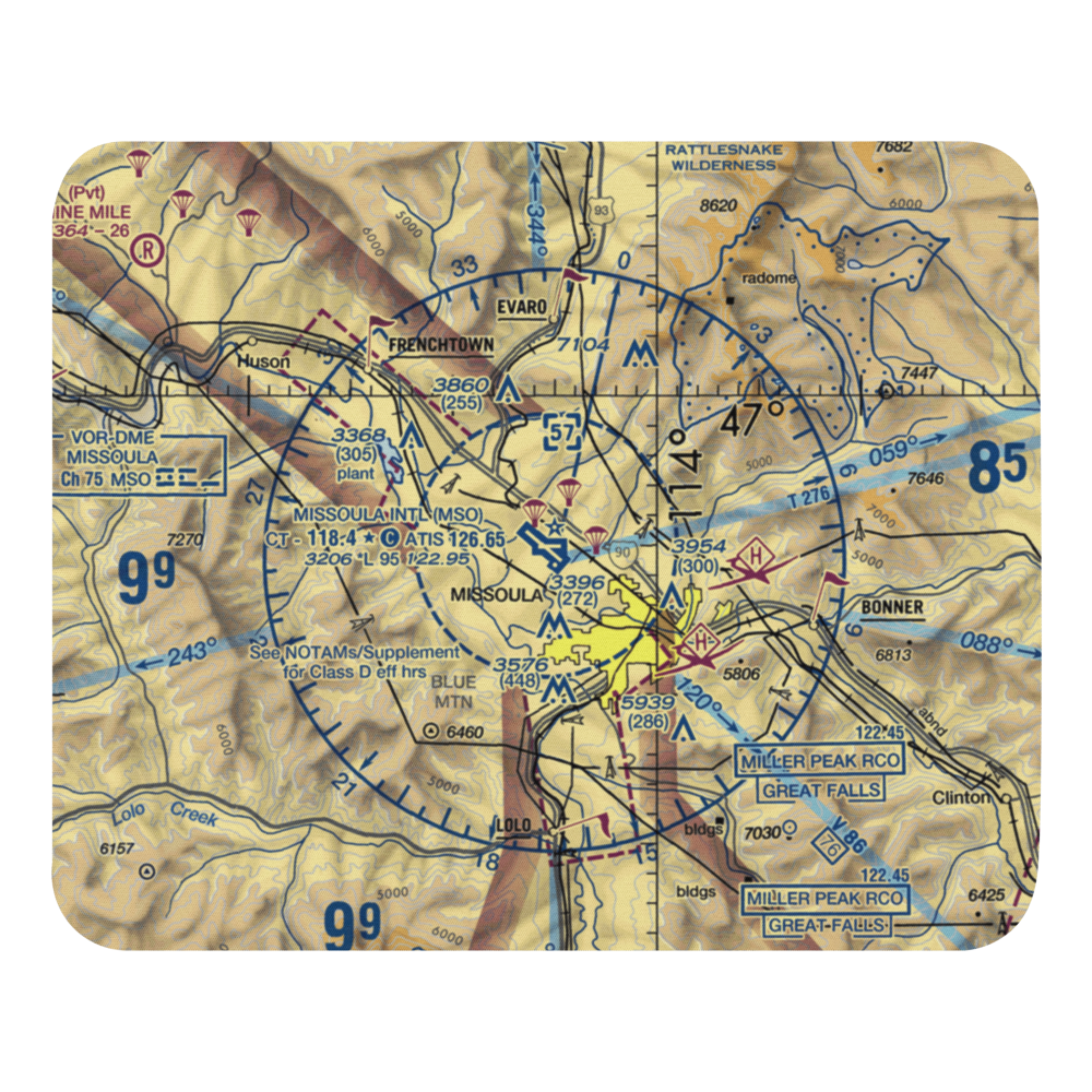 Missoula International Airport (MSO) VFR Sectional Mouse Pad 