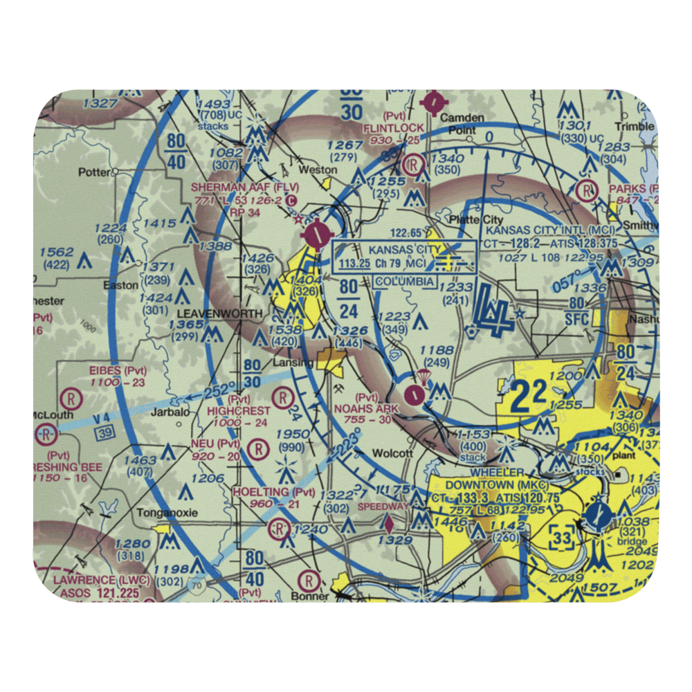 Mount Muncie Airport (72KS) VFR Sectional Mouse Pad 