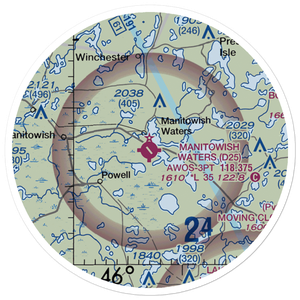 Manitowish Waters Airport (D25) VFR Sectional Sticker (20 mile)