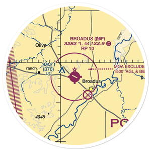 Broadus Airport (00F) VFR Sectional Sticker (20 mile)