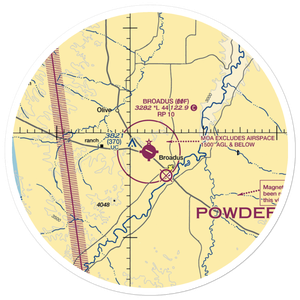 Broadus Airport (00F) VFR Sectional Sticker (30 mile)