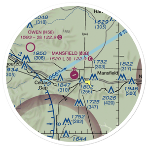 Mansfield Municipal Airport (03B) VFR Sectional Sticker (20 mile)