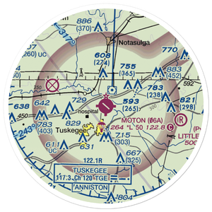 Moton Field Municipal Airport (06A) VFR Sectional Sticker (20 mile)