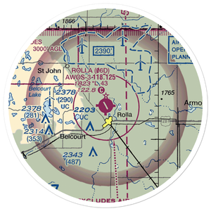 Rolla Municipal Airport (06D) VFR Sectional Sticker (20 mile)