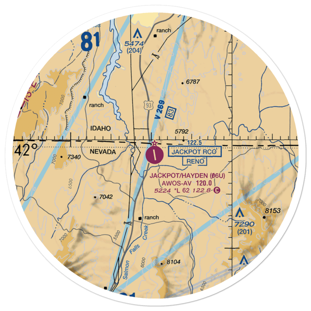 Jackpot Airport/Hayden Field (06U) VFR Sectional Sticker (30 mile) 