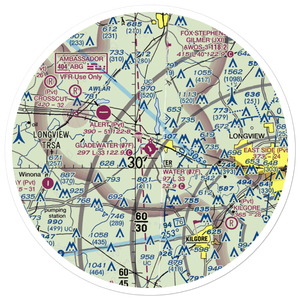 Gladewater Municipal Airport (07F) VFR Sectional Sticker (30 mile)