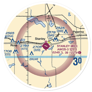 Stanley Municipal Airport (08D) VFR Sectional Sticker (20 mile)