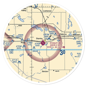 Stanley Municipal Airport (08D) VFR Sectional Sticker (30 mile)