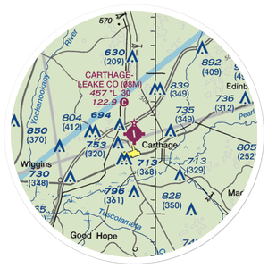 Carthage-Leake County Airport (08M) VFR Sectional Sticker (20 mile)