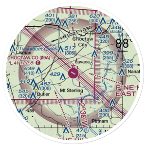 Butler-Choctaw County Airport (09A) VFR Sectional Sticker (20 mile)