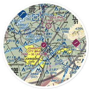 Johnson City Stolport Airport (0A4) VFR Sectional Sticker (20 mile)