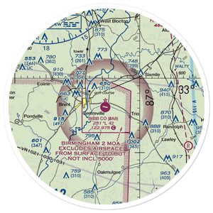 Bibb County Airport (0A8) VFR Sectional Sticker (30 mile)